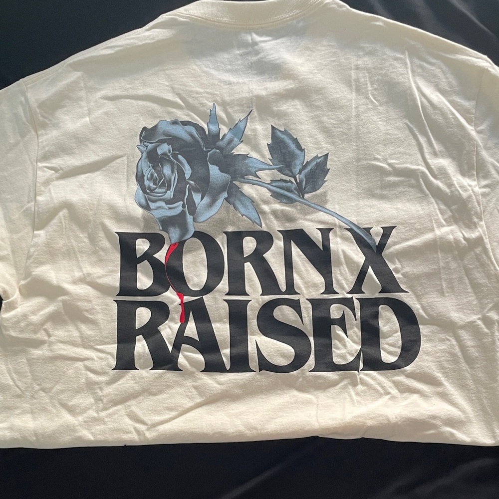 BORN X RAISED Cream Tee with Black Logo